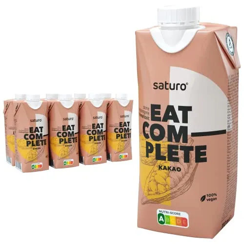 Saturo Pasto Sostitutivo Frullato Gusto Cioccolato | Cibo Proteico per Astronauti | 330 kcal | Vegano | Pasto Bevibile con Nutrienti Essenziali | 8 x 330ml