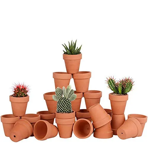 Awsuc Set di 28 Vasi da Fiori 5.5cm,vasi per piante Vaso in terracotta in ceramica con foro di drenaggio per interni, piante da esterno, artigianato, matrimonio