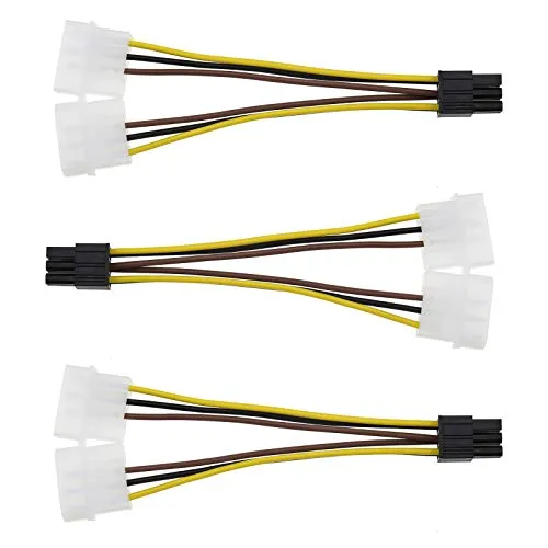 Be In Your Mind 3 Pz Dual 4 Pin Molex Maschio a 6 Pin PCI-Express Femmina Connettore Adattatore Cavi di Alimentazione per Scheda Grafica Video Alimentazione