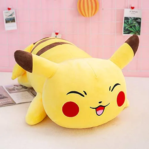 Recordever Simpatica Bambola Pikachu Morbida, Pikachu in Peluche Pikachu_70cm con Cuscino per Strabismo