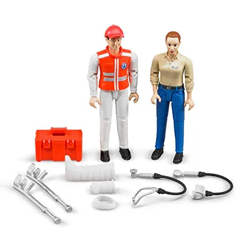 bruder 62710 - set bworld ambulanza, paramedico, paziente e accessori, medico, ambulanza, figura giocattolo