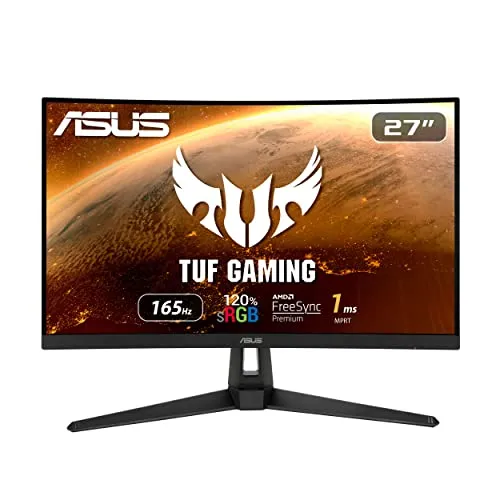 ASUS TUF Gaming VG27VH1B Gaming Monitor –27" Full HD (1920x1080), 165Hz, Extreme Low Motion Blur™, Adaptive-sync, FreeSync™ Premium, 1ms (MPRT), Curvo