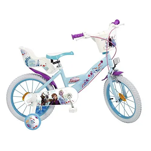 TOIM Bicicletta Frozen 2 Elsa Anna Olaf Disney 16" età 5/7 Anni con ROTELLE E Cestino E Cestino - 696