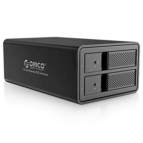 ORICO USB 3.0 Involucro Esterno Hard Drive in Alluminio 2 bay per 3.5 pollici SATA Supporto 2x 8TB Drive Installazione senza attrezzi - Nero