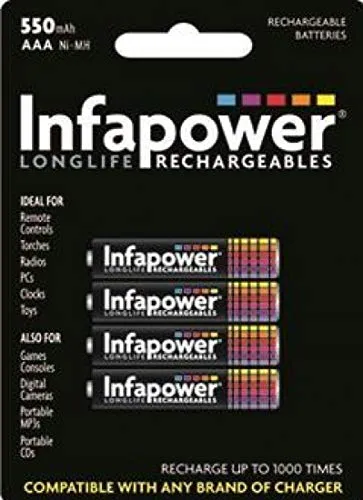 Infapower B009 - Pile ricaricabili NiMh AAA, 550 mAh (confezione da 4)