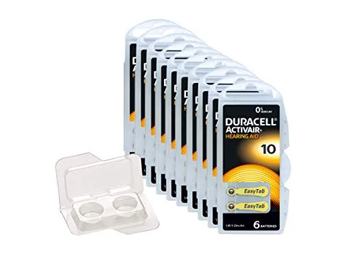 Duracell Activair - Batterie per apparecchi acustici tipo 10, 13, 312 e 675 Set 5: 60x Typ 10 gelb gelb