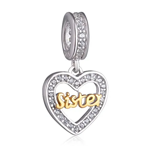 Ciondolo in argento Sterling 925 con incisione che recita “Best Friend”, compatibile con bracciali e collane Pandora Sister gold