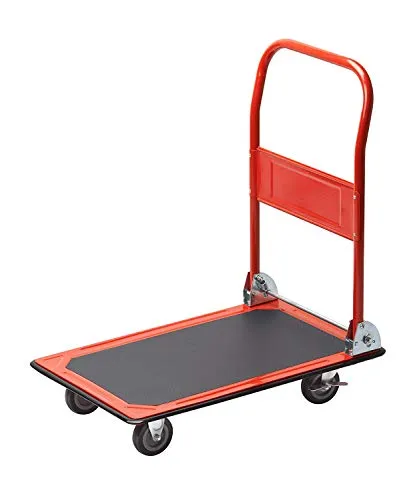 Meister 8985400 Carrello da trasporto con manico pieghevole, portata massima 150 kg, Rosso