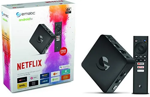 Strong TV box Ematic SRT202 Ultra-HD 4K Android, con Cavo HMDI, Google Playstore, Netflix, Youtube, HDR10, USB, LAN, WLAN, Bluetooth