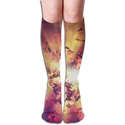 CrownLiny Unisex Knee High Long Socks Shards Explosion Energy Over Calf Casual Sport Stocking Cotton