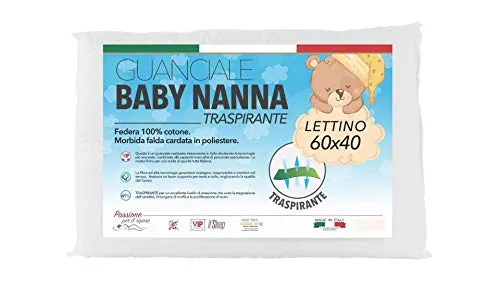Baby Nanna cuscino neonato, cuscino antisoffoco neonato,100% italiano, cuscino basso nido neonato, cuscino culla ideale anche per lettino bambino e lettino neonato.