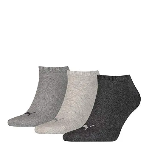 Puma Invisible, Calzini Sport Uomo, Grigio (Anthraci/L Mel Grey/M Mel Grey), 43/46 , Confezione da 3