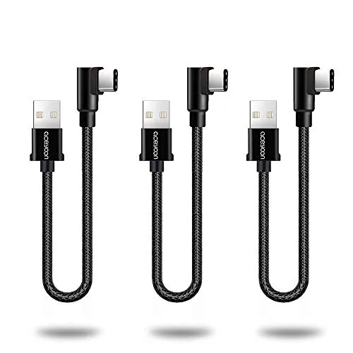 aceyoon Cavo USB Type-C 90 Gradi 30cm 3 Pezzi Cavo USB C Corto Trasmissione e Ricarica USB C Cable Short in Nylon Compatibile per Huawei P20 Lite P30 Mate 20 P9 Xiaomi Redmi Note 7 Mi 9 Oneplus 5