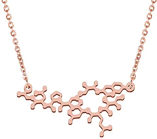 BAUNA - Collana con ciondolo a forma di ossitocina, gioielli da donna, gioielli per la scienza, Metallo,