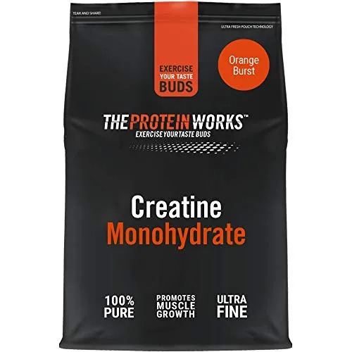 THE PROTEIN WORKS Creatina Monoidrato in Polvere | 100% Pura e Fine | Integratore di Livello Premium per la Crescita Muscolare | Vegano | Esplosione d'Arancia, 500g