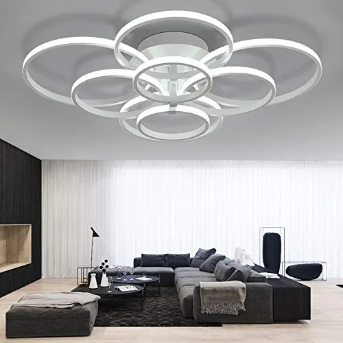 ONLT Plafoniera LED da soffitto,Super-sottile cerchio Soffitto moderni lampadari di luce Luce per soggiorno,sala da pranzo (Bianco freddo, 8 Teste)