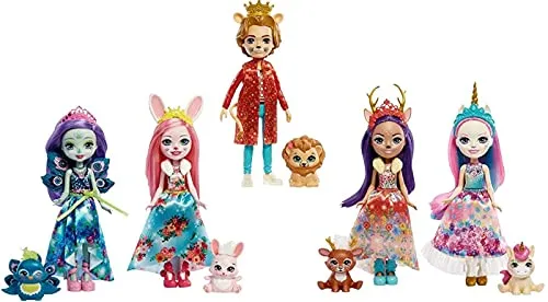 Enchantimals Royals- Confezione con 5 Bambole e 5 Animali, Giocattolo per Bambini 4+Anni, HCJ18