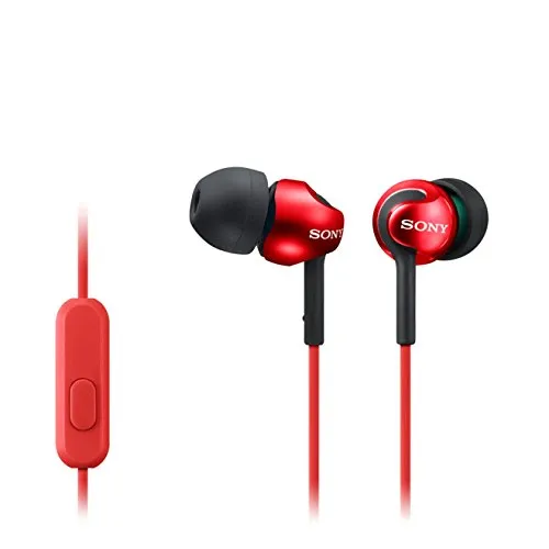 Sony MDREX110AP Cuffie In-Ear con Microfono, Auricolari in Silicone, Rosso