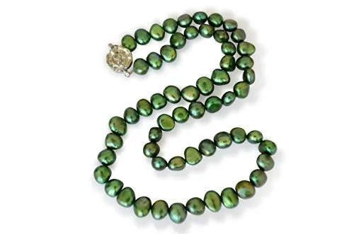 Vifaleno Collane a Perle Naturali d'acquadolce, Barocco, Verde, 7-8mm
