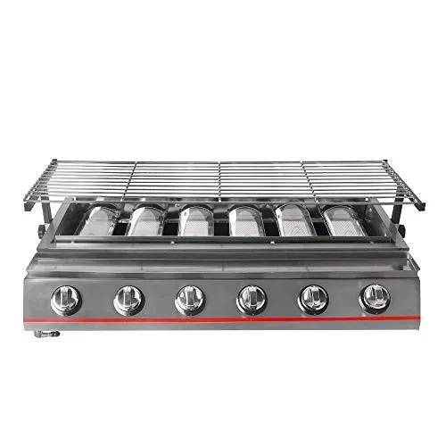 6 bruciatori a gas barbecue barbecue in acciaio inox GPL padella grill grill grill Heavy Duty utensili da cucina per esterni macchina