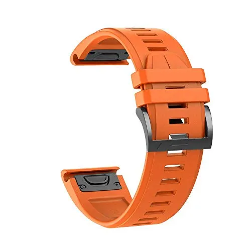 YOOSIDE Cinturino per Fenix 5X Plus, 26mm in Silicone Impermeabile Cinturino di Ricambio per Garmin Fenix 5X / 5X Plus / D2 Charlie/Fenix / 3 HR/Quatix 3 / Tactix Bravo (Arancio)