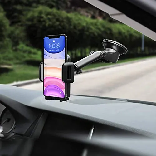 Mpow [Versione AGGIORNATA Supporto Smartphone per Auto Culla Regolabile per Cruscotto Dashboard Parabrezza, Porta Cellulare per Molti Smartphone e DisposidiviSwitch, GPS, Grigio