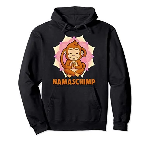 Carino Namaschimp divertente yoga scimmia namaste allenament Felpa con Cappuccio