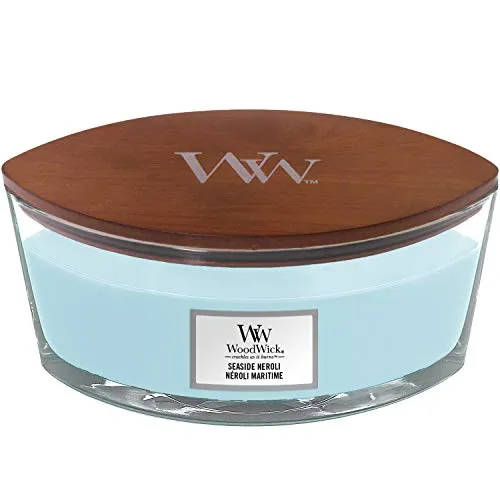 WoodWick Ellipse candela profumata a elliss con stoppino scoppiettante | Neroli Marino (Seaside Neroli) | Durata Fino a 50 Ore