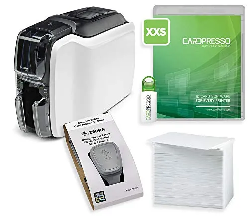 Zebra ZC100 [ P-Z-ZC11-0000000EM00 ] pacchetto stampante per schede di plastica | con carte in bianco e software di Karteo