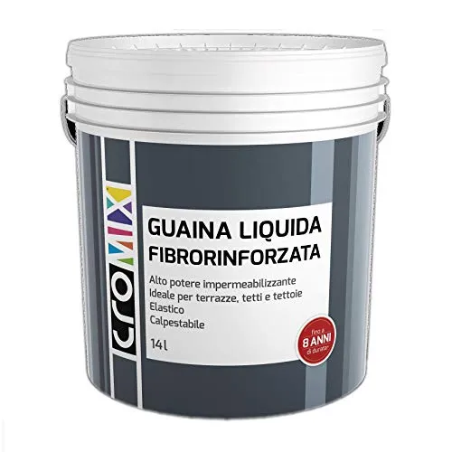 Guaina Liquida Fibrorinforzata Impermealizzante Per Esterno Cromix (14 Litri, Bianco)