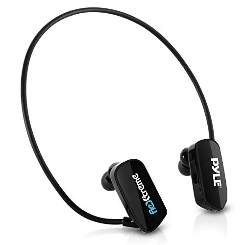 Pyle PSWP28BK - Cuffie Bluetooth per lettore MP3, impermeabili, con batteria ricaricabile integrata, Bluetooth con memoria flash da 8 GB e auricolari di ricambio, colore: Nero