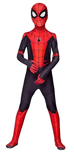 ZHANGXX Bambino Halloween Costume Spiderman Tuta con Stampa Cosplay Homecoming Supereroe Costumi Carnival Festa,A-（130——140cm）