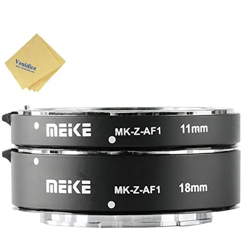 Meike MK-Z-AF1, Tubi di Prolunga Estensione Macro Nikon Z Autofocus AF Lens Mount adattatore per Nikon Z-Mount Z6 Z7 Fotocamera Mirrorless per Fotografia, Metal, Black(11 mm + 18 mm)