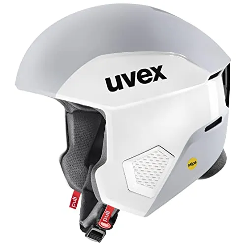 uvex invictus MIPS, casco da sci robusto unisex, sistema MIPS, imbottitura per le guance in caso d’emergenza, white, rhino matt, 60-61 cm