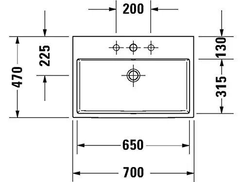 Duravit 23507000701 - Lavabo Vero Air, 700 mm, Senza troppopieno, Senza Foro per Rubinetto, Colore: Bianco