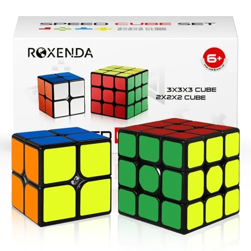 ROXENDA Speed Cube Set, [2 Pezzi] Original Cube Pack con Cubo di Velocità 2x2 3x3, Durevole e Colori Vividi - Tornitura Facile e Giocare Liscio