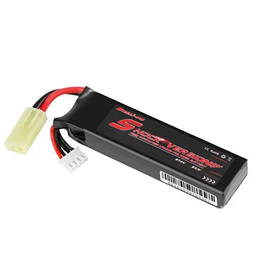 FancyWhoop Batteria Airsoft 1300mAh Batteria LiPo 11.1V Batteria LiPo 3S ad Alta velocità di Scarica 25C con connettore Mini Tamiya per Pistole Airsoft Fucile Airsoft