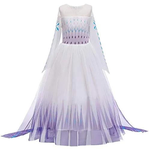 O.AMBW Vestito da Principessa Elsa Costume Regina del Ghiaccio delle Nevi Abito Accessori per Compleanno Natale Carnevale Cosplay Halloween Festa Abiti