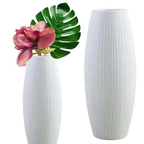 Live with love 2 vasi in ceramica bianca perfetti per fiori e piante decorano Matrimonio Feste Casa -Bianco