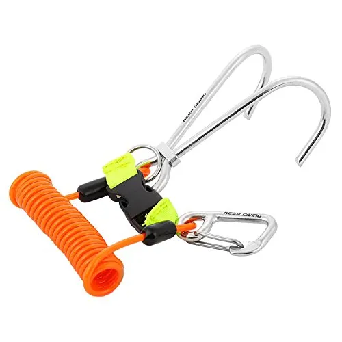 Dioche Gancio per Immersione, Accessori per Gancio Subacqueo di Sicurezza per Immersione con Ganci in Acciaio Inossidabile(Orange)