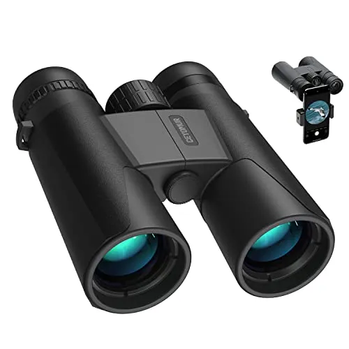 Binocolo 10x42 per adulti e bambini, CEYOMUR Binocolo professionale obiettivo FMC, binocolo compatto per birdwatching, caccia ed escursionismo con adattatore telefonico