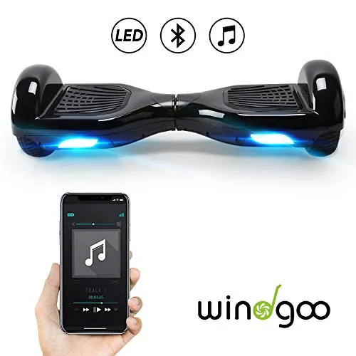 Windgoo Hoverboard Scooter Elettrico Autobilanciato, con Bluetooth e Luci LED, Ruote 6,5 Pollici, Motore 2 x 250W