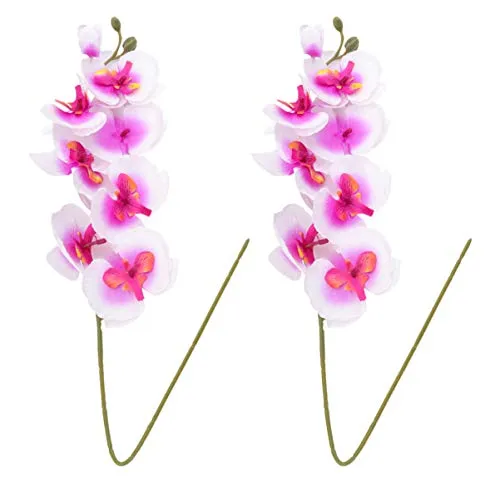 BESPORTBLE 2 Pezzi di Orchidee Artificiali Fiori Rami Finte Orchidee Decorative Phalaenopsis Fiori Finti Fiori per La Festa di Nozze Decorazione della Casa Bianco