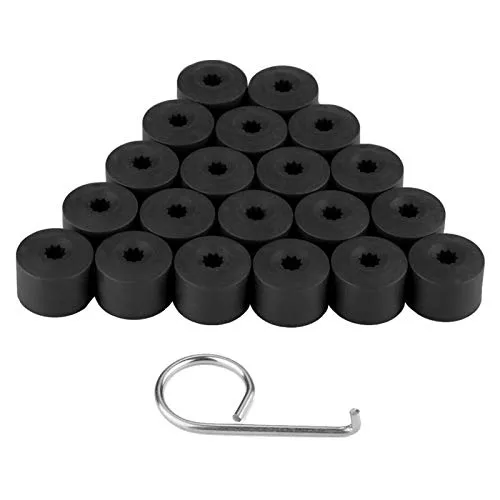 20pcs 17mm copridado ruota coprimozzo vite protezione antipolvere coperchio antifurto copridado per auto nero rosso(Nero)