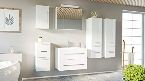 Set di mobili da bagno OPTIMO 80cm (6 pezzi) bianco lucido