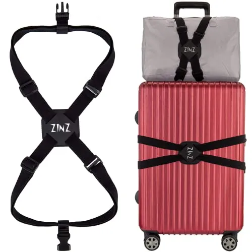 ZINZ da viaggio cinghie ad alta elasticità bagagli imballaggio cintura valigia cinghie regolabile sicurezza (80cm-240cm Nero)