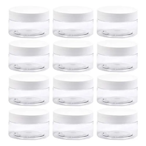 BUYGOO Contenitori Cosmetici Plastica 100ml/80g Vaso Cosmetico 12PZ, Vasetti Barattolo di Plastica Vuoto Contenitore Cosmetico Campioncini Vuoti Plastica Bottiglie di Stoccaggio per Cosmetici Miele Tè