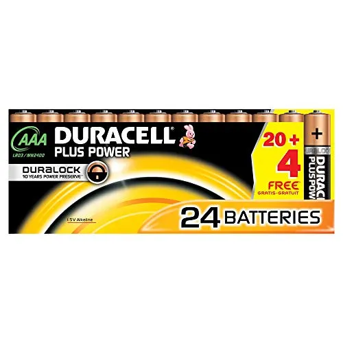 Duracell Plus Power - Batterie Plus Power AAA, 24 pezzi single 24x Duracell Plus Schwarz, Kupfer