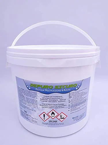 Naturii Cloro Multifunzione, Pastiglie 200 g Cloro Polifunzione Dicloro, Alghicida, Flocculante per Acqua Piscina kg 10 (1)