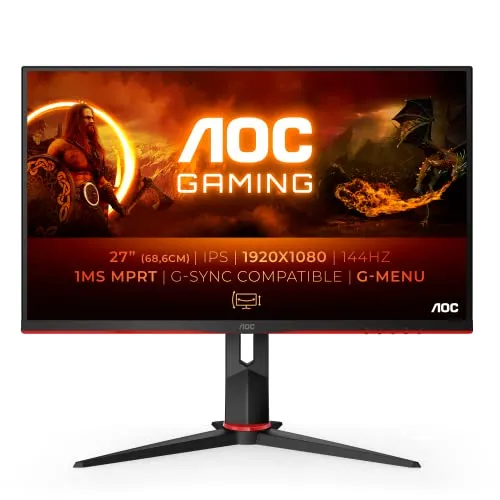 AOC Gaming 27G2 monitor 80 cm (27 pollici) (FHD, HDMI, DisplayPort, Free-Sync, tempo di reazione 1 ms, 144 Hz, 1920 x 1080) nero/rosso